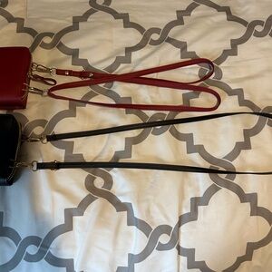 Clutch wallet PU leather crossbody purse, set of two, red and black